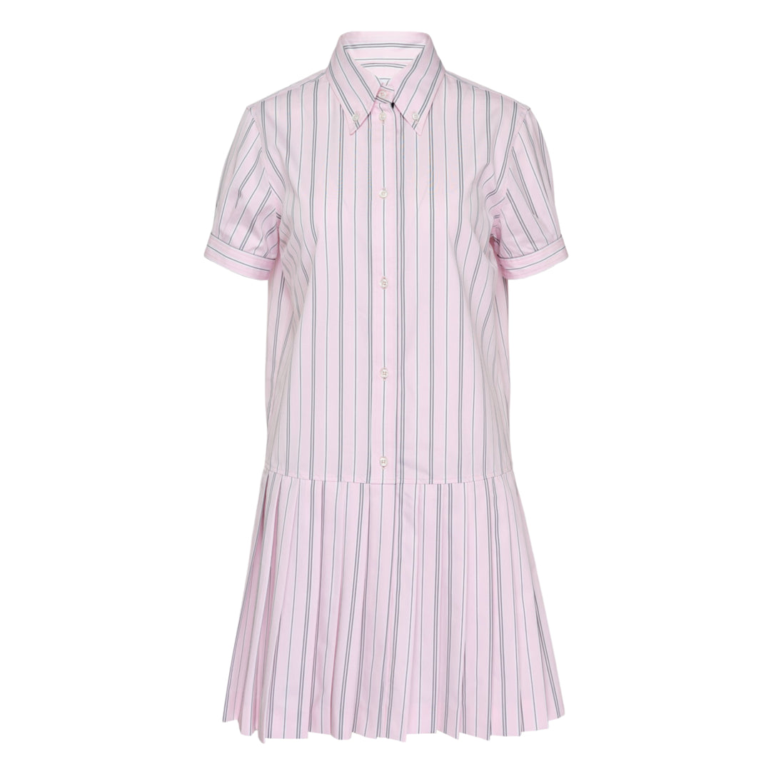 Pleated Bottom Short Sleeve Shirt Dress