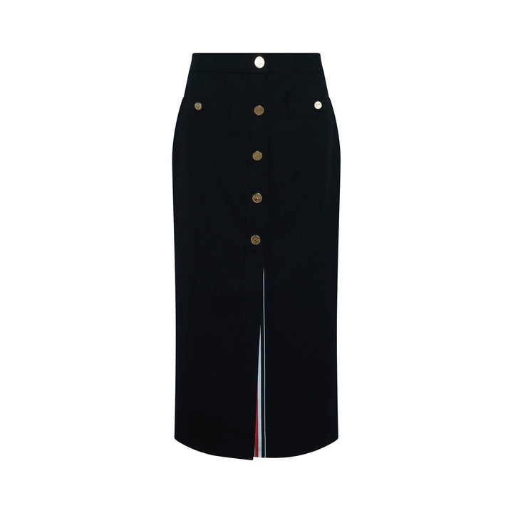 High Waisted Button Front Skirt