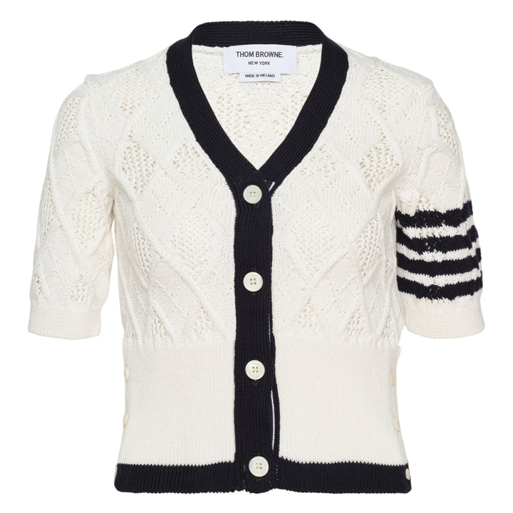 Argyle Pointelle Cable Cardigan