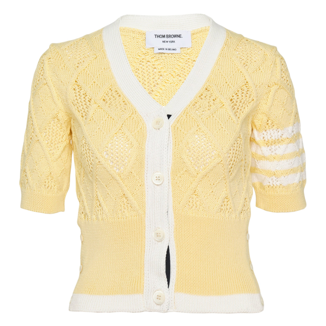 Argyle Pointelle Cable Cardigan