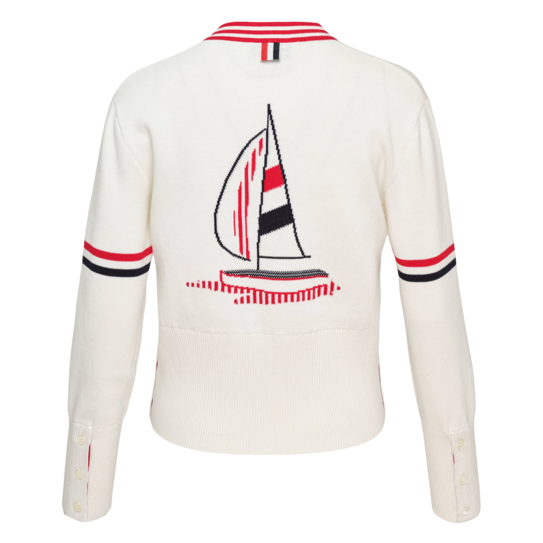 Sailboat Jacquard V-Neck Cardigan
