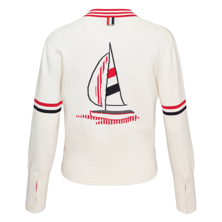 Sailboat Jacquard V-Neck Cardigan