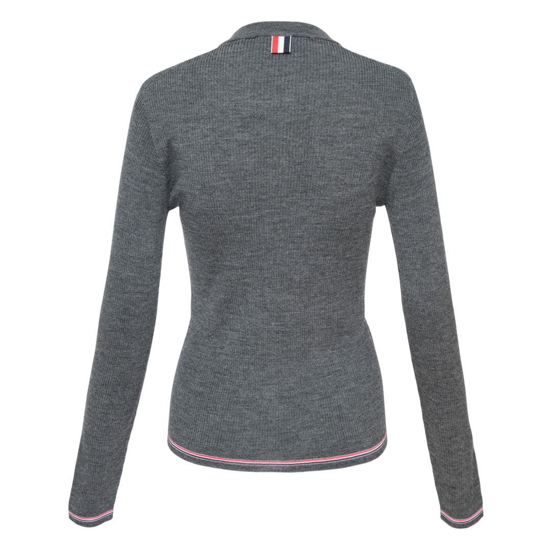 Rib Stitch Crew Neck Cardigan