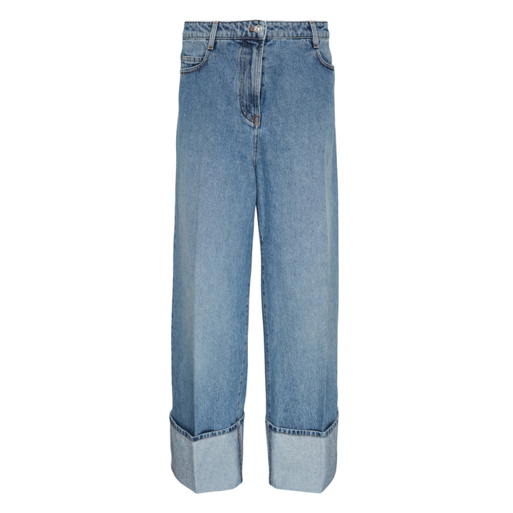 Wide Leg Cuffed Jeans