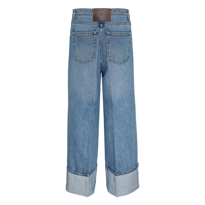 Wide Leg Cuffed Jeans