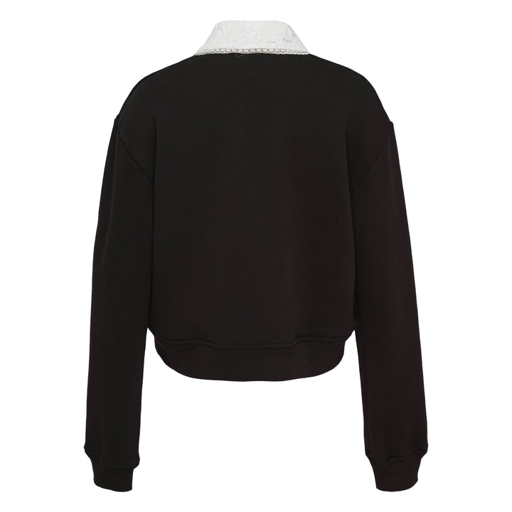 Lace Collar Button Sweatshirt