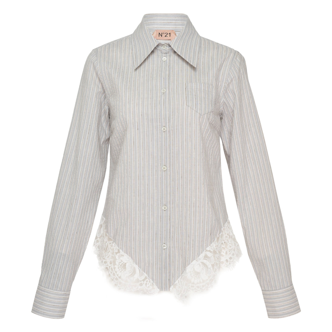 Striped Lace Hem Shirt