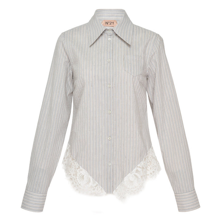 Striped Lace Hem Shirt