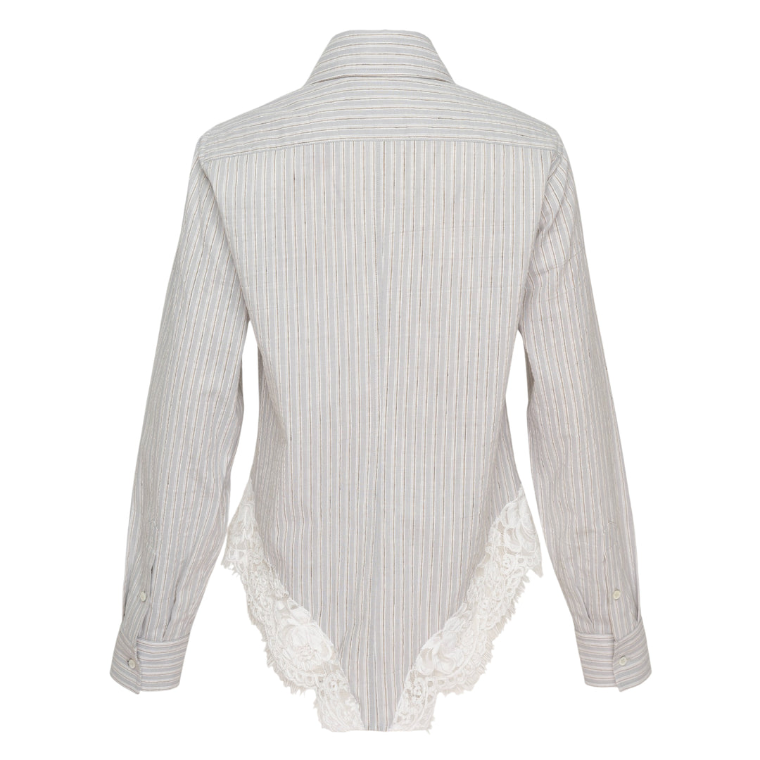 Striped Lace Hem Shirt