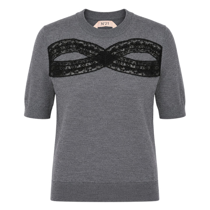 Lace Detail Crew Neck Knit