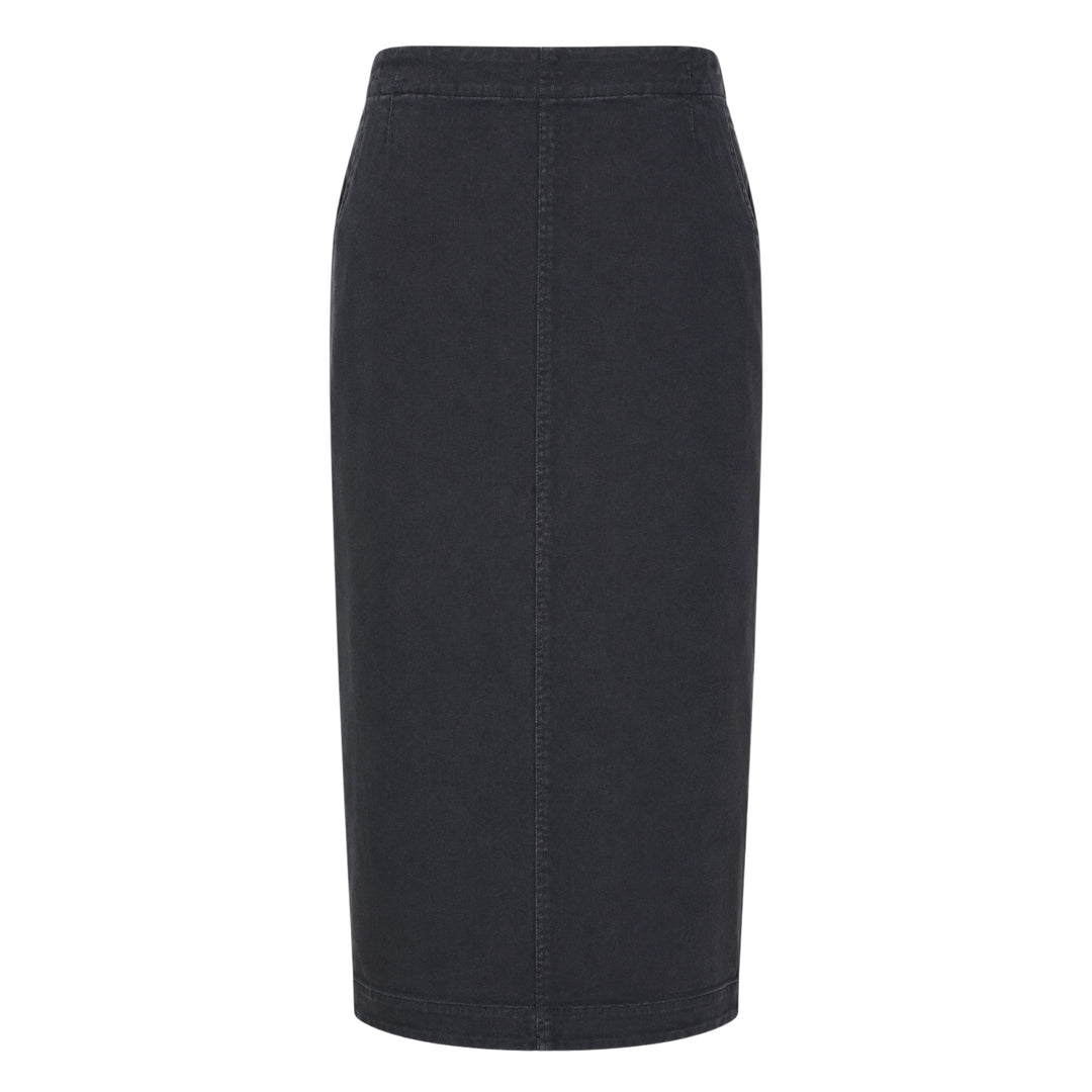 Black Denim Midi Skirt
