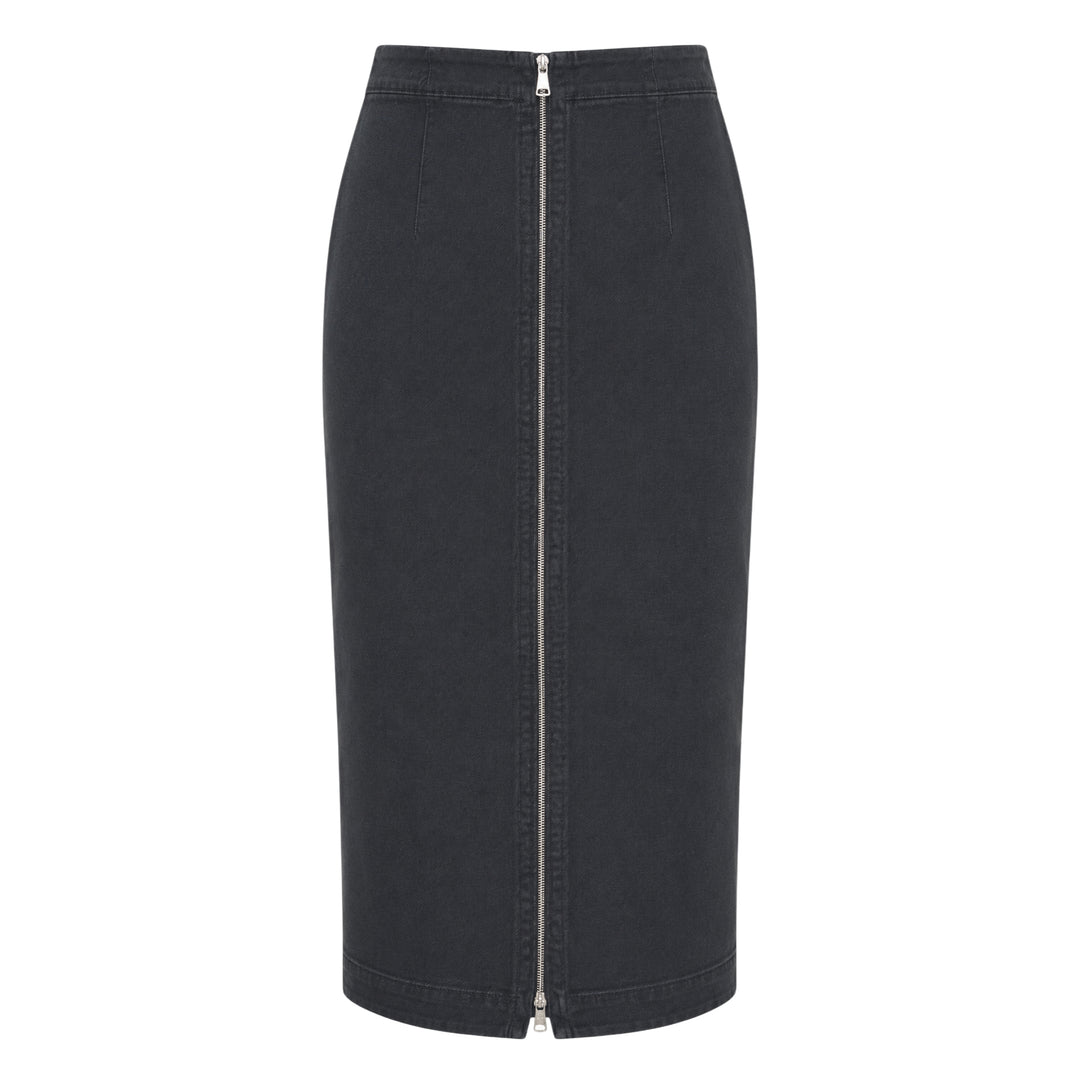Black Denim Midi Skirt