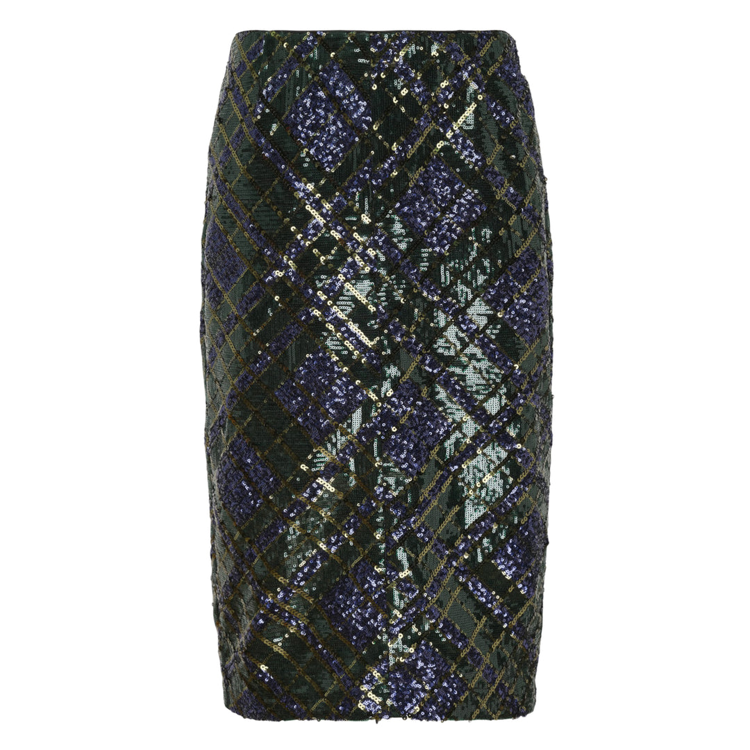 Sequin Tartan Pencil Skirt