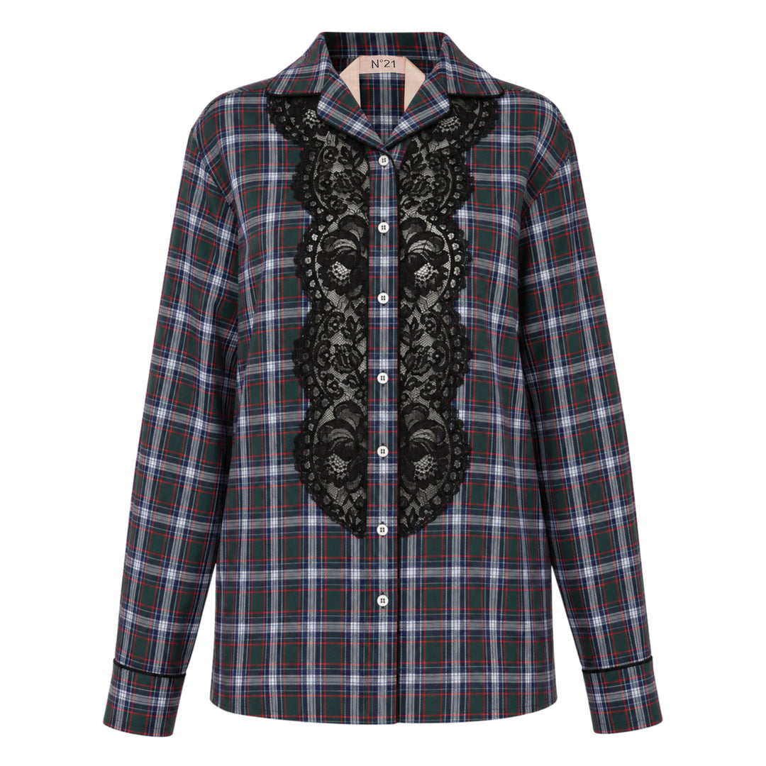 Tartan Lace Trim Shirt