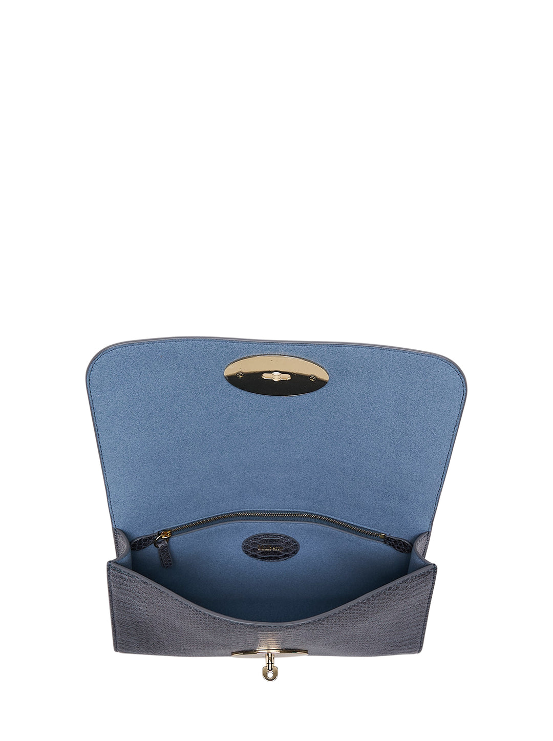 Mulberry Lily clutch in slate snake-embossed leather with gold-tone oval turn-lock and top handle - view 3