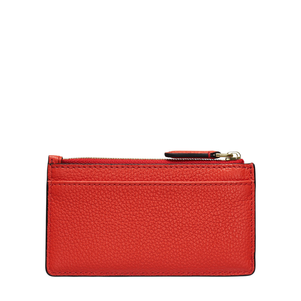 Mulberry Continental Zipped Long Card Holder in taupe pebbled leather with gold-tone zip, multiple card slots, and embossed Mulberry wordmark