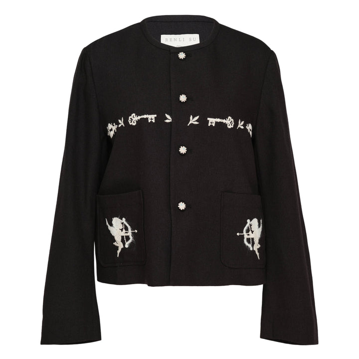 Embroidered Crewneck Jacket
