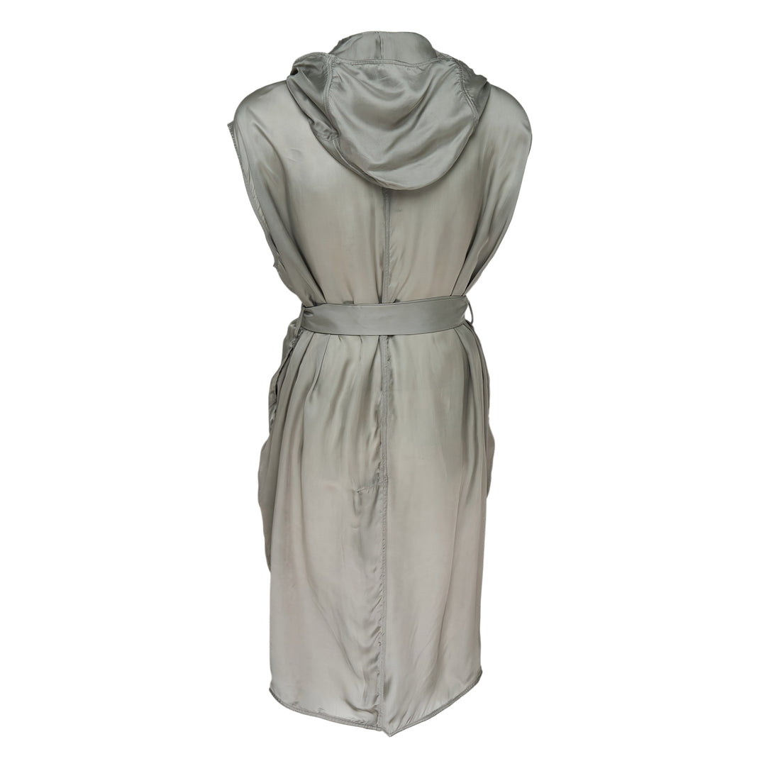 Hooded Belted Sleeveless Coat