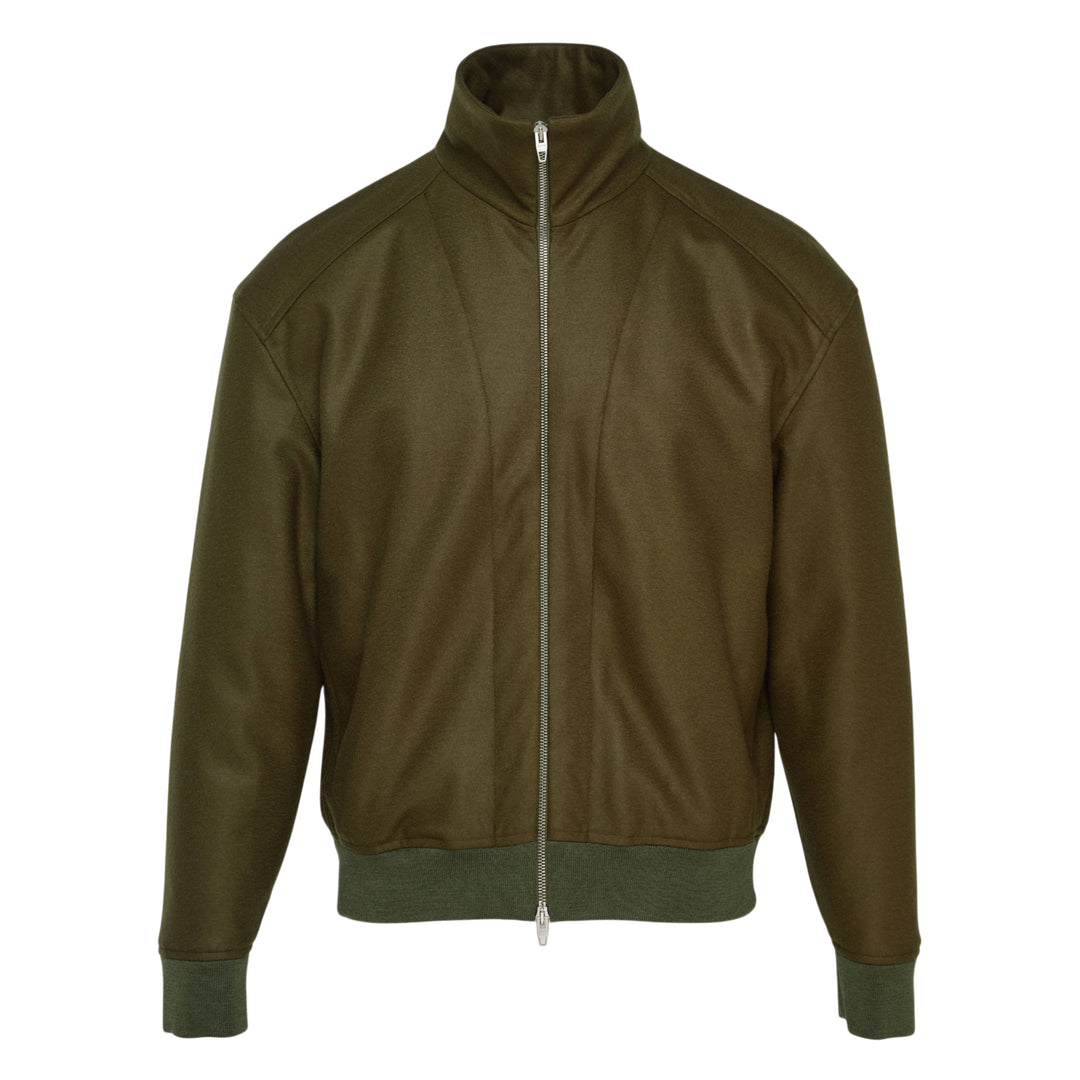 Padded Wool Melton Zip Jacket