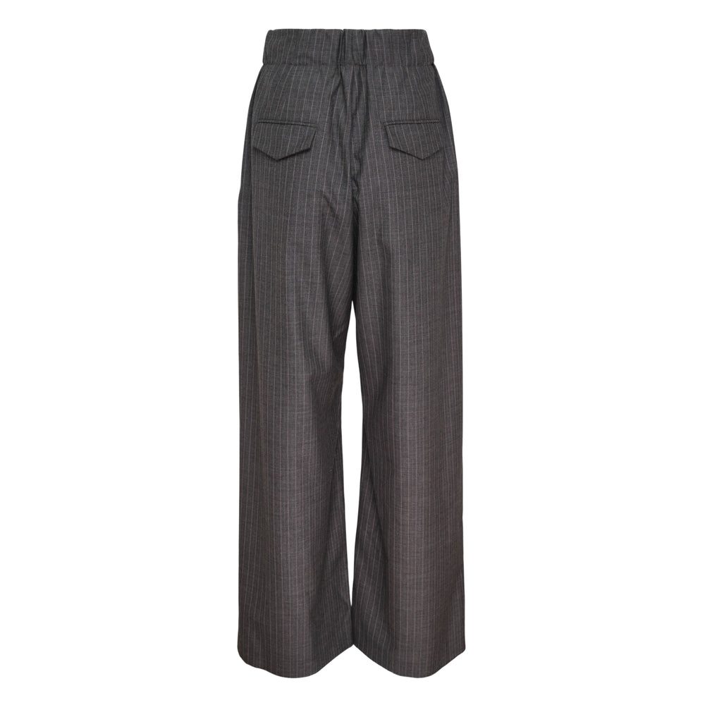Jil Sander grey shadowstripe wide-leg trousers with high-rise elasticated waistband and double-pleat front detail