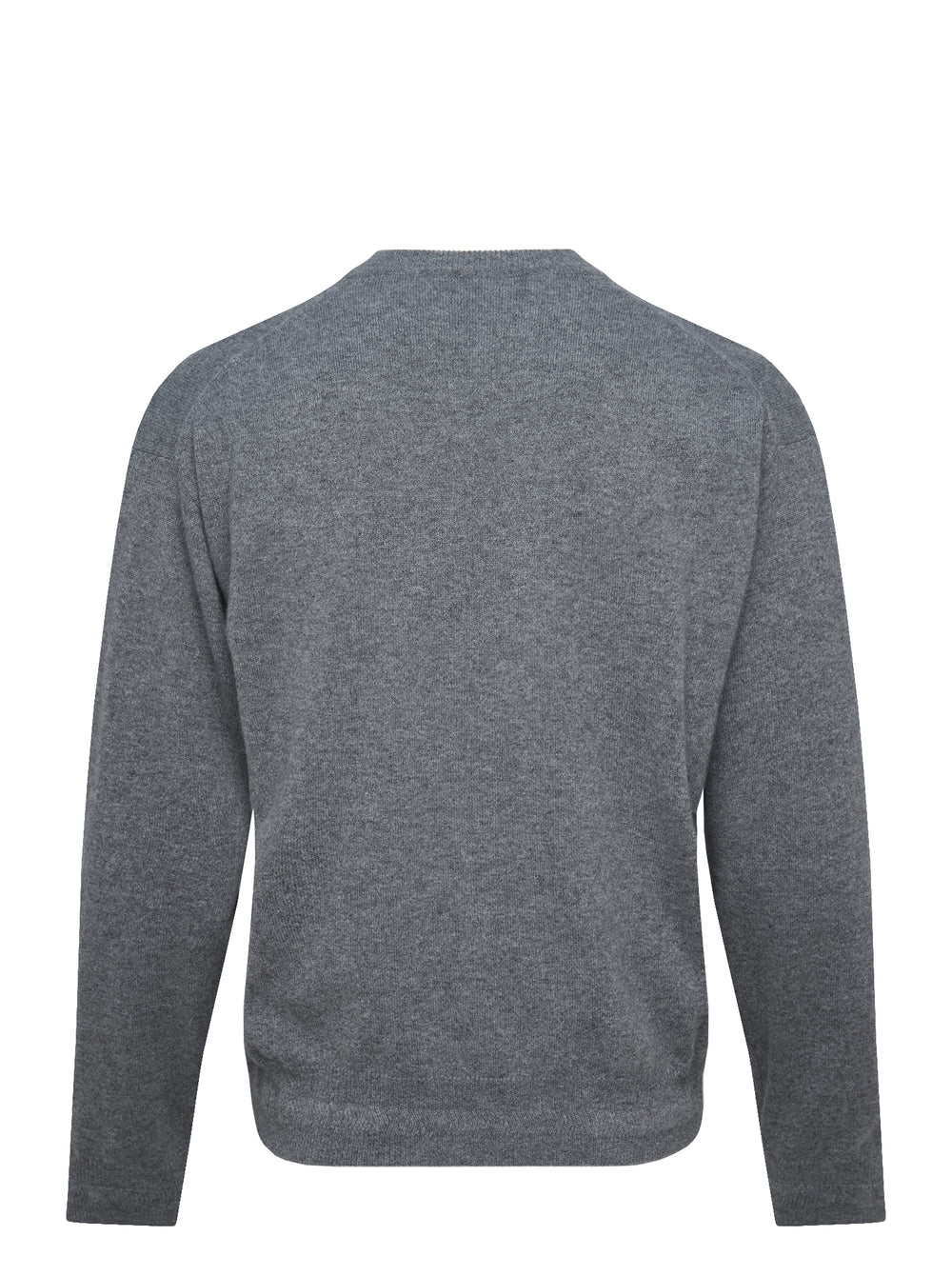 Jil Sander long sleeve V-neck jumper in heather grey fine-gauge knit, front view on white background - view 2