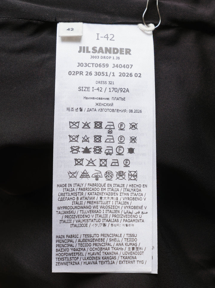 Jil Sander Heavy Textured Sable Gown in black, featuring a structured strapless sweetheart neckline, high slit, and asymmetric hem - view 3
