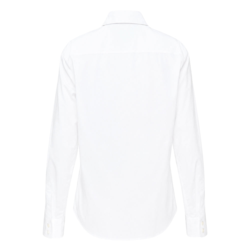 Jil Sander white organic cotton poplin shirt with pointed collar, slim silhouette, and tonal button front placket - view 2