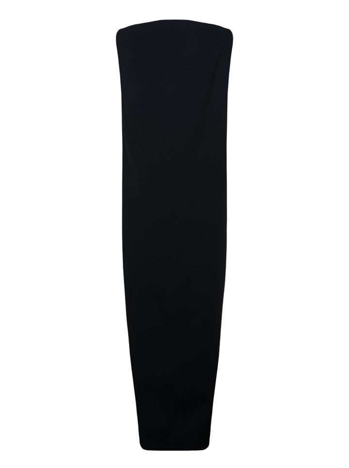 Jil Sander black strapless top with structured bodice, column silhouette, and double split hem detail, shown front-facing on white background - view 2
