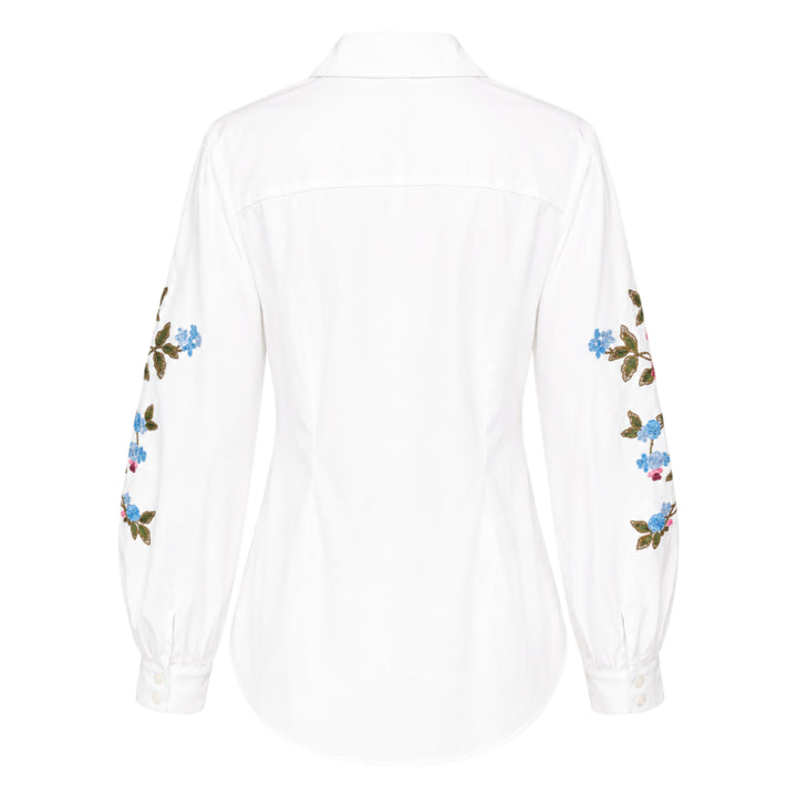 Floral Embroidered Puff Sleeve Shirt
