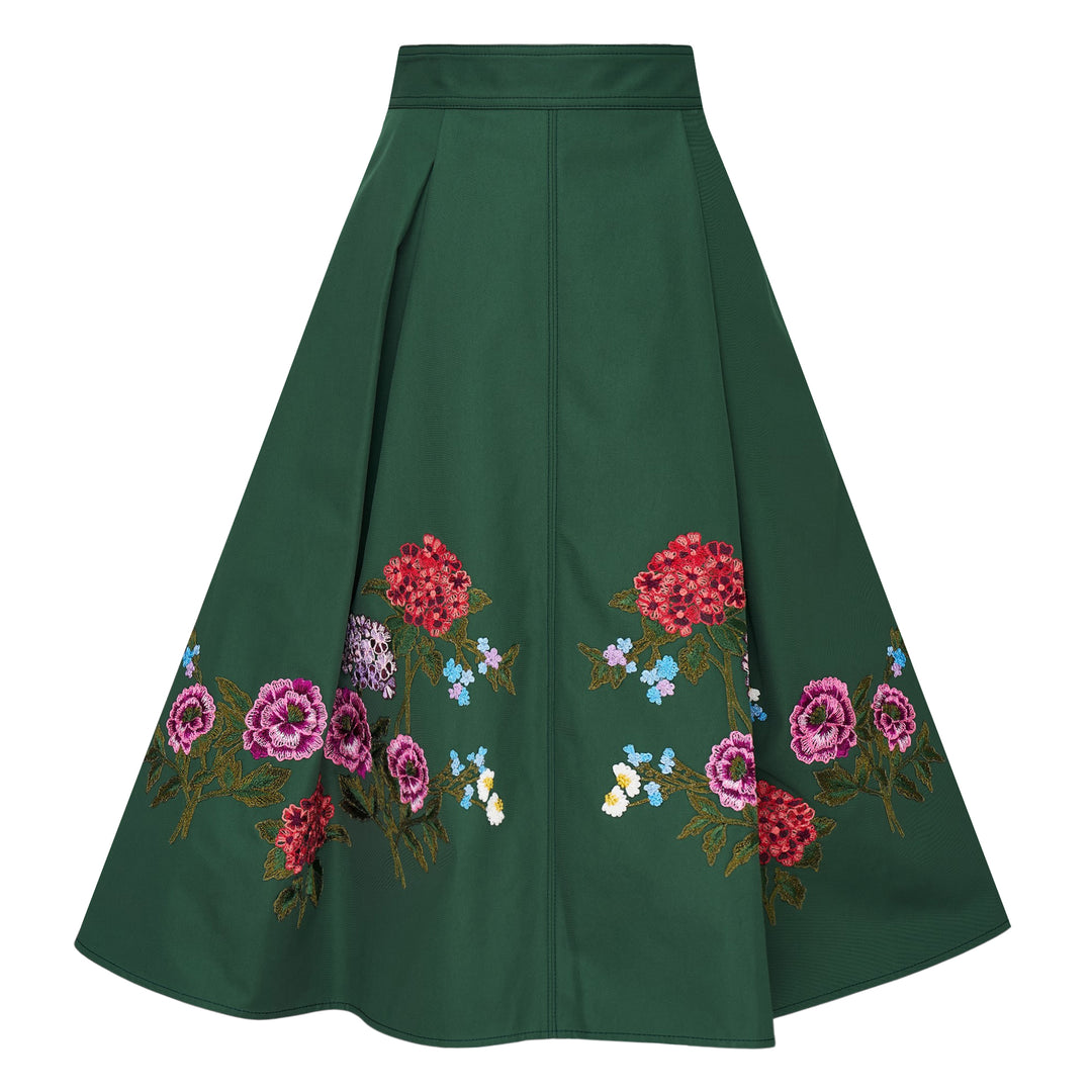 Floral Embroidered A-Line Skirt