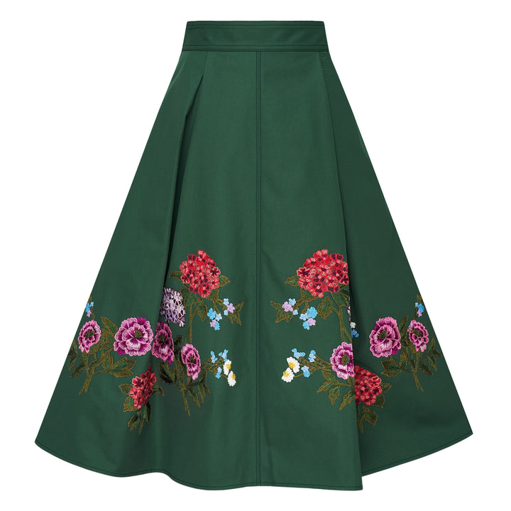 Floral Embroidered A-Line Skirt