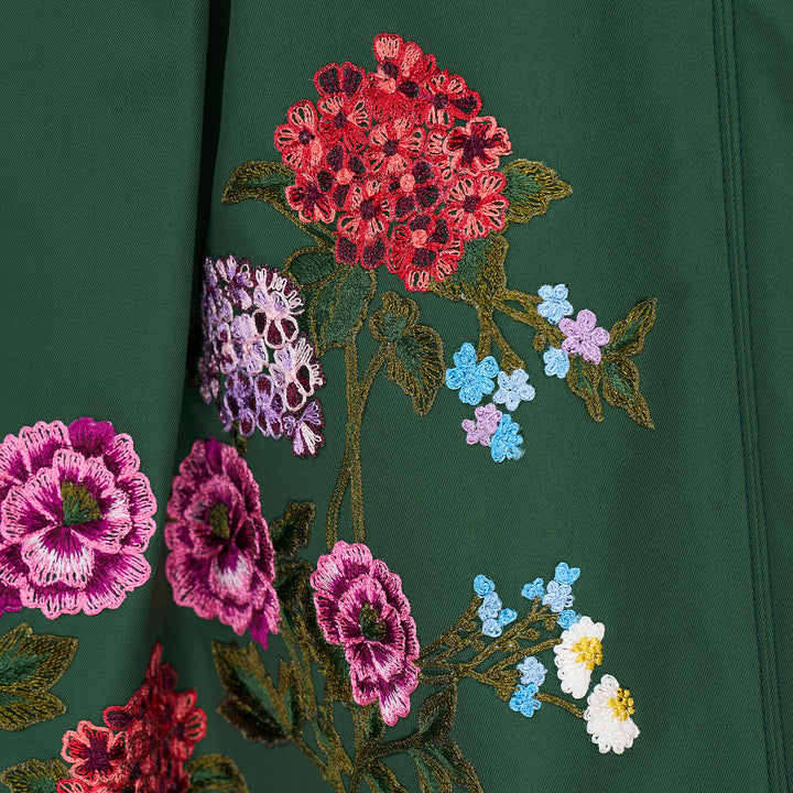 Floral Embroidered A-Line Skirt