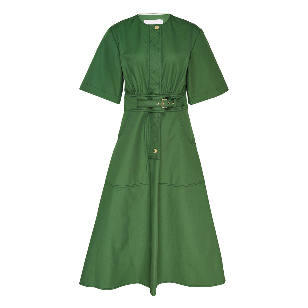 Short Sleeve Crew Neck A-Line Dress