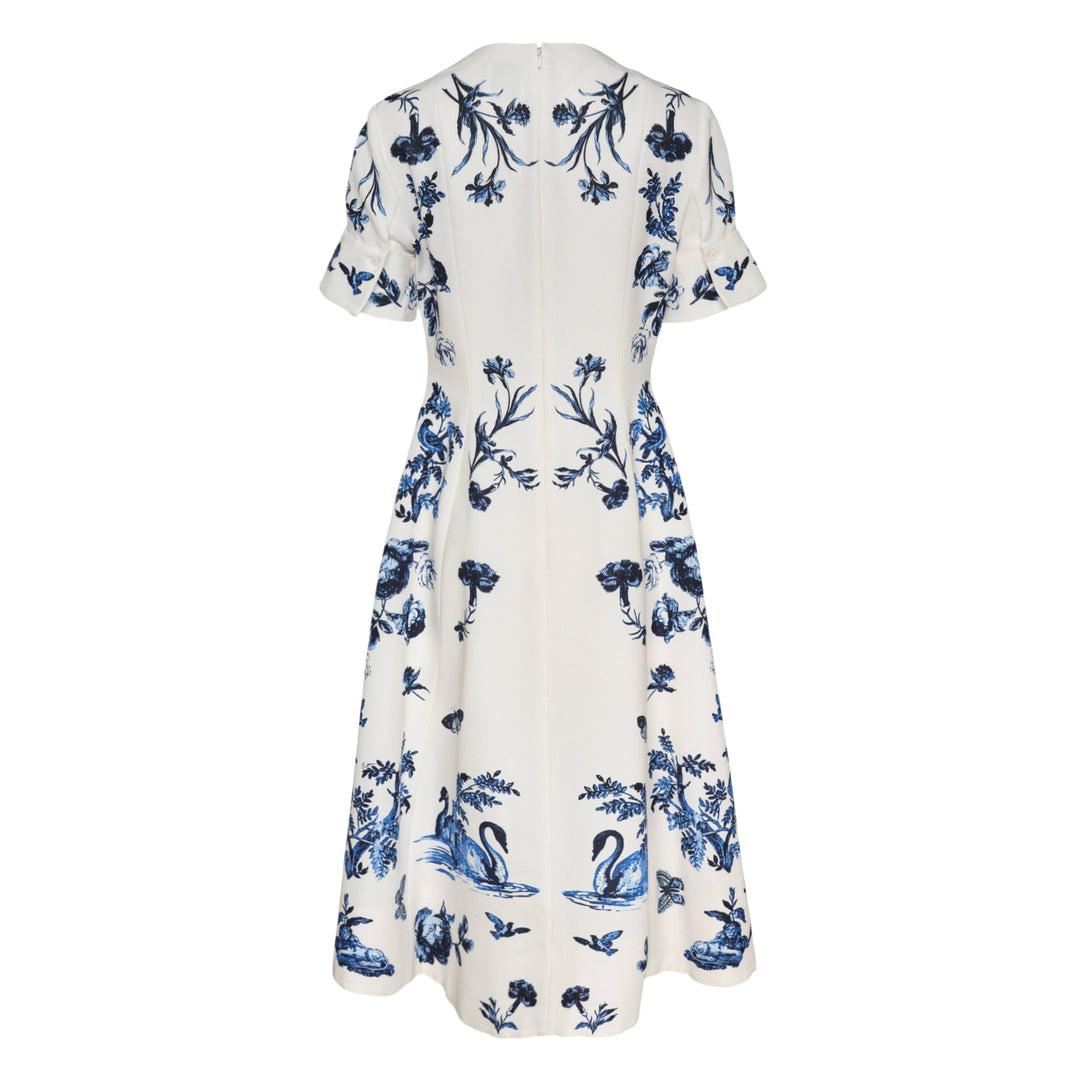 Floral Cotton Faille Short Sleeve Dress