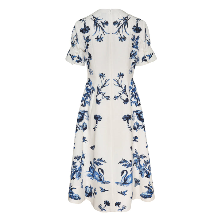 Floral Cotton Faille Short Sleeve Dress