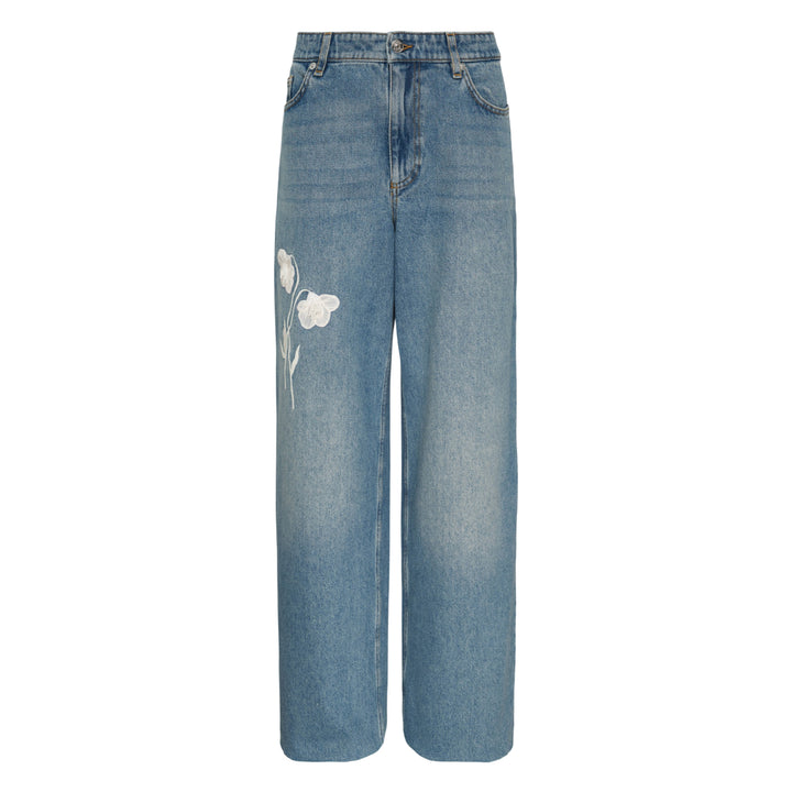 Embroidered Floral Straight Jeans