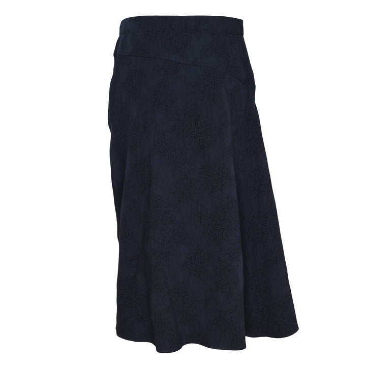 Flower Jacquard Drape Midi Skirt