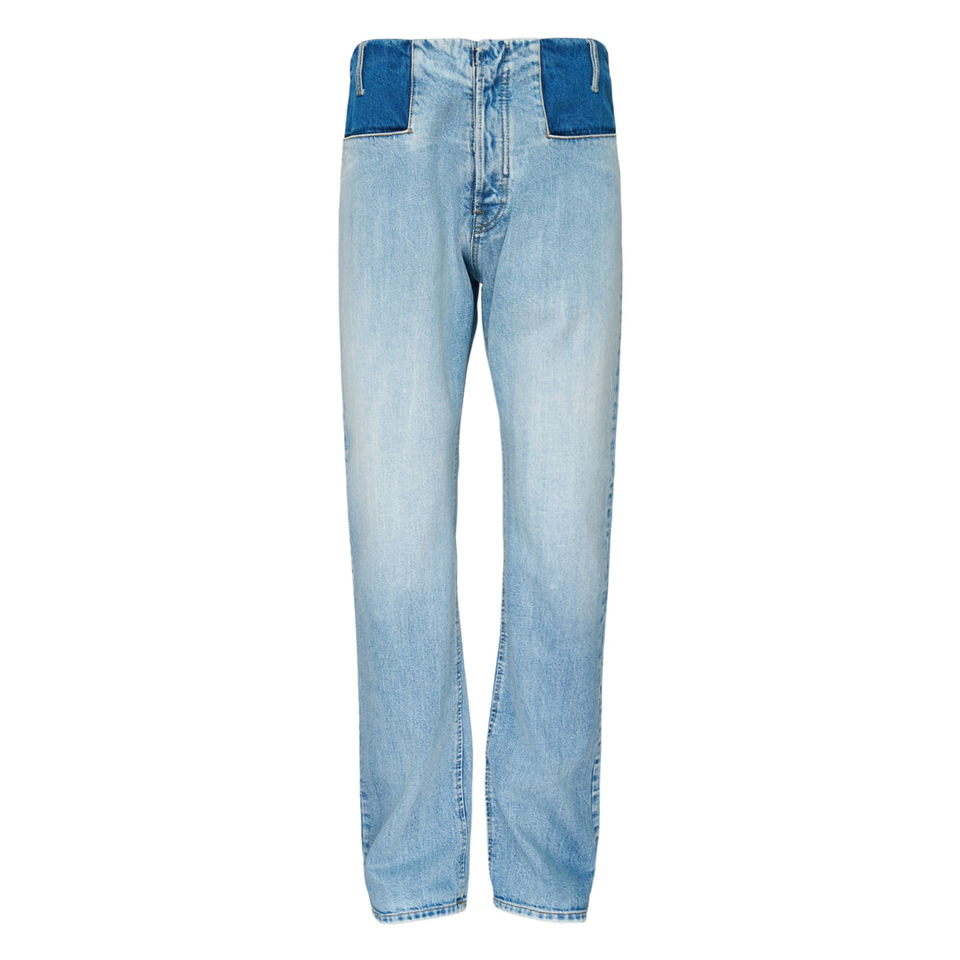Contrast Waistband Straight Jeans