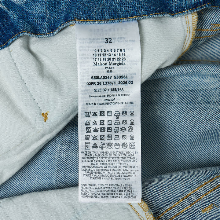 Contrast Waistband Straight Jeans