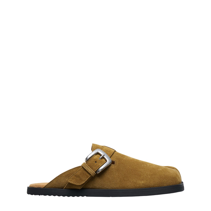Suede Buckle Mule Clogs