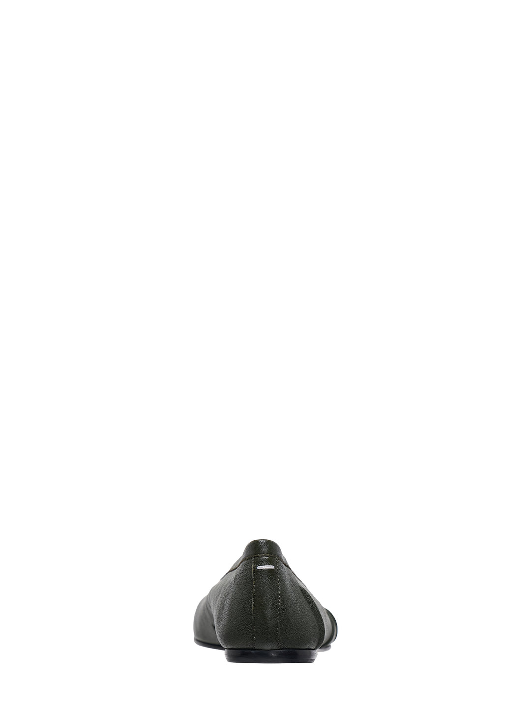 Maison Margiela Tabi ballerina flat in dark green nappa leather with split toe and bow detail, shown in side profile - view 3