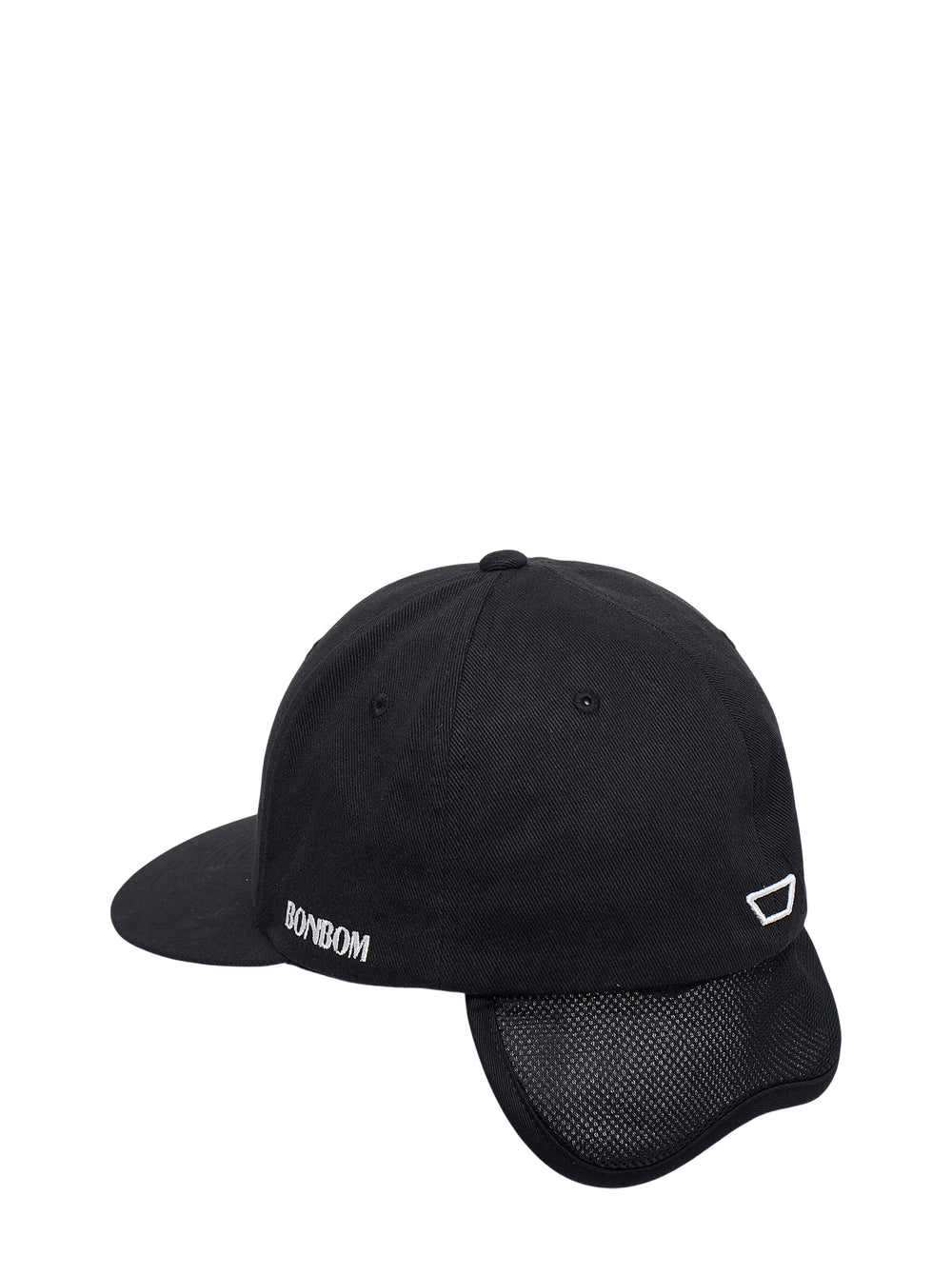 Bonbom Eye Mask Snapback in black with white embroidered graphic logo on the front and flat brim - view 2