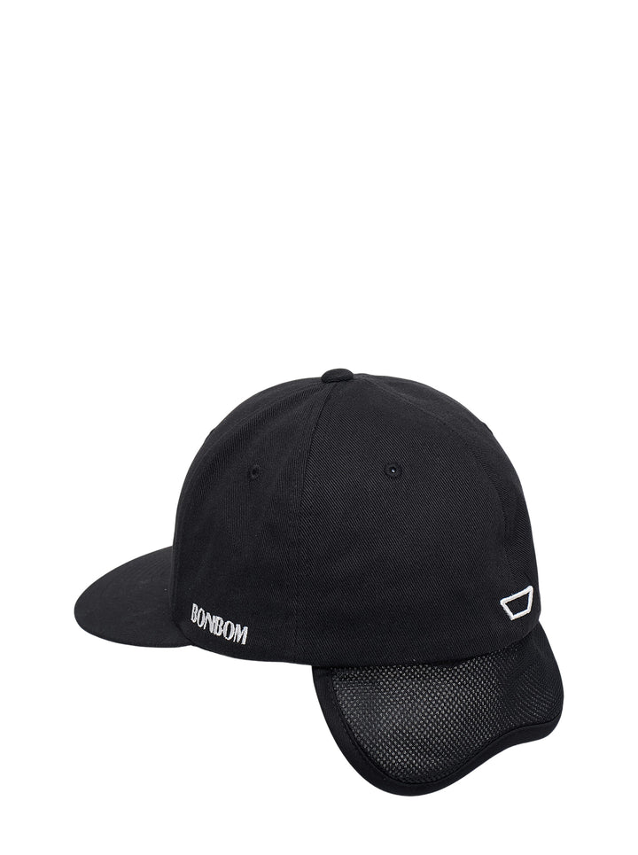 Bonbom Eye Mask Snapback in black with white embroidered graphic logo on the front and flat brim - view 2