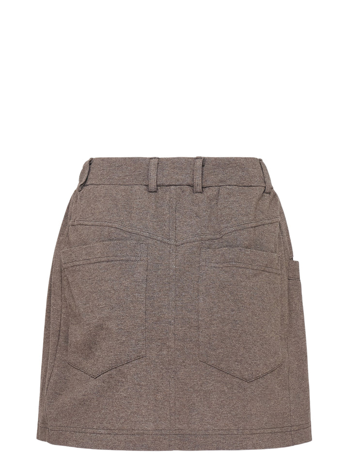 Bonbom heather brown sweat mini skirt with elasticated waist, oversized pocket and embroidered logo - view 2