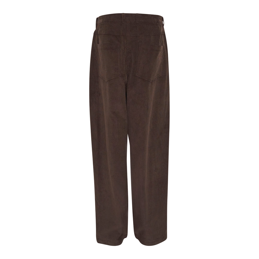 Asymmetric Tuck Baggy Corduroy Pants