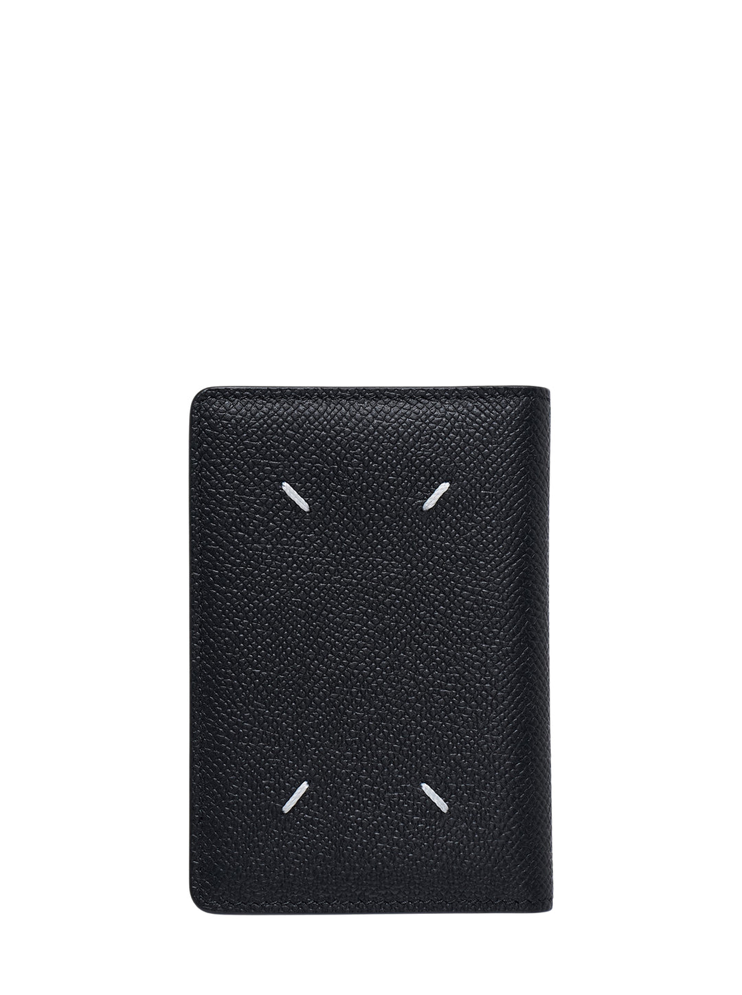 Maison Margiela Slim 2 black small grain leather bi-fold card holder, front view - view 2