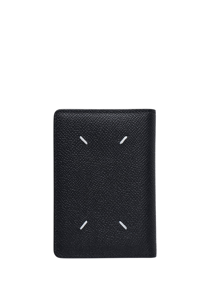 Maison Margiela Slim 2 black small grain leather bi-fold card holder, front view - view 2