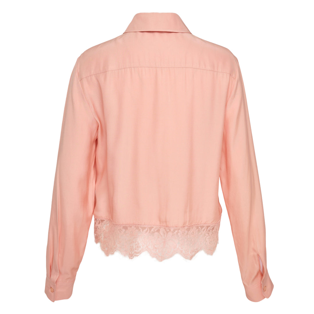 Lace-Trimmed Silk Shirt