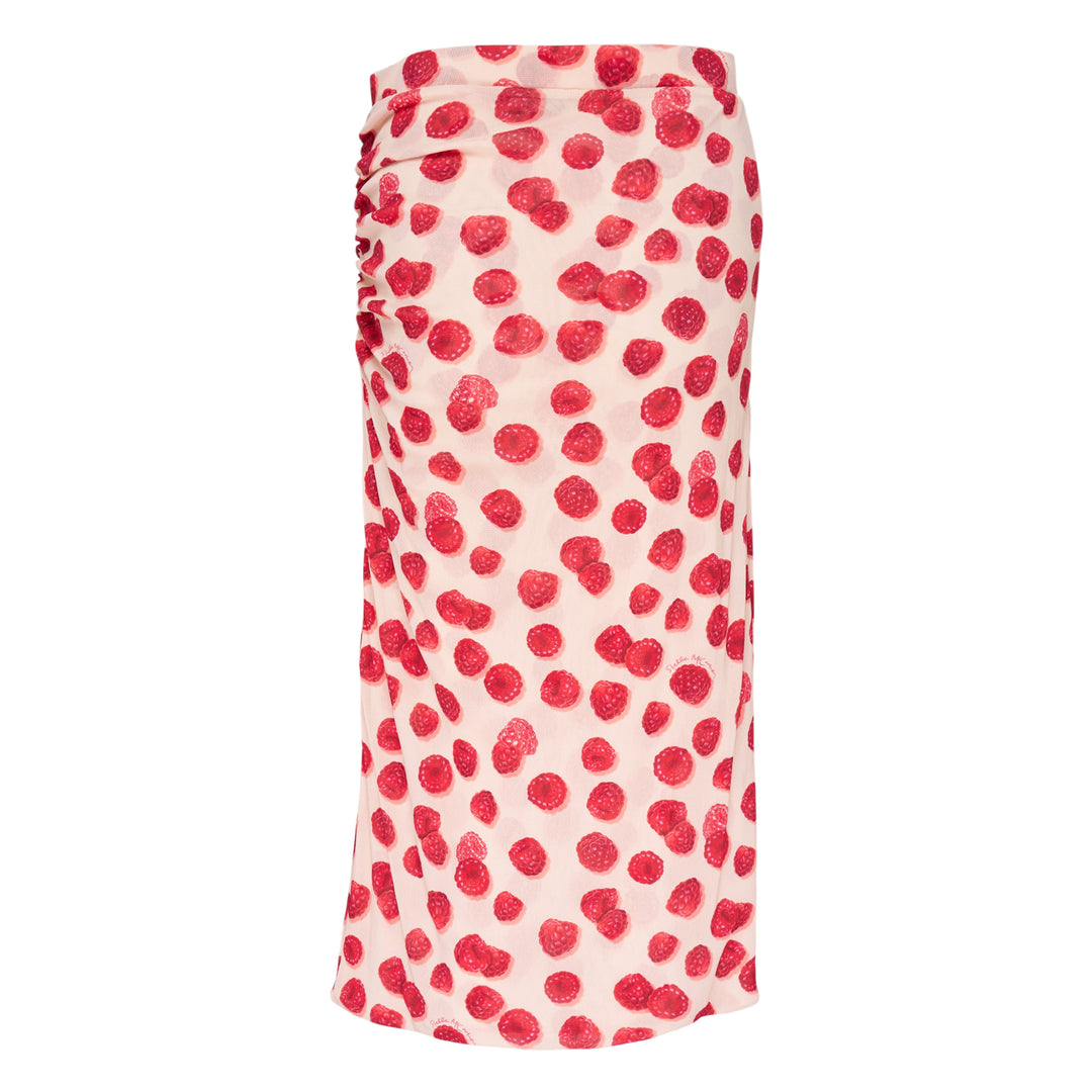Raspberry Printed Mesh Skirt