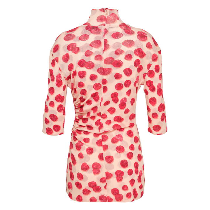 Raspberry Printed Mesh Top